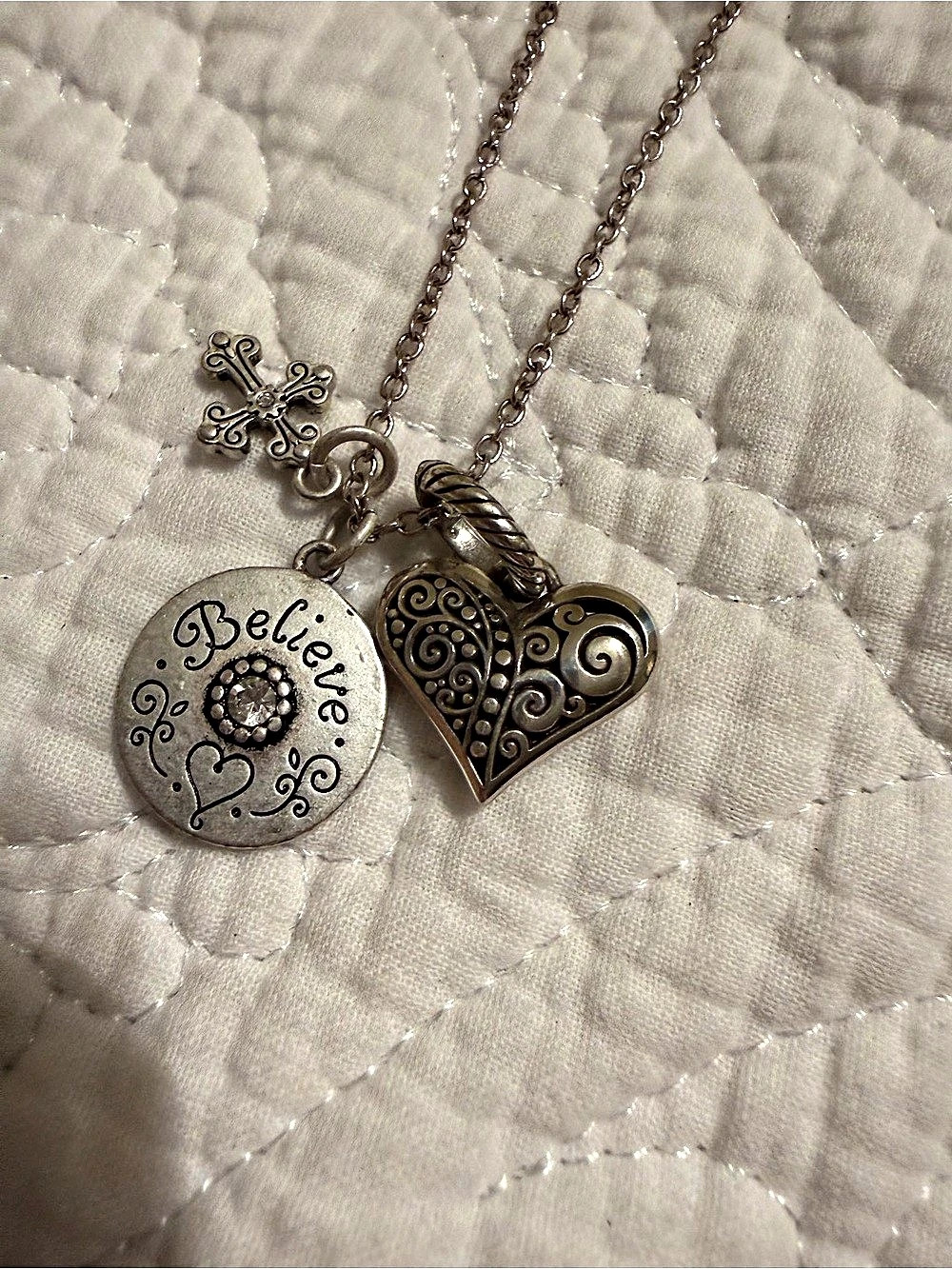 Brighton Believe Heart Cross Necklace Silver-Tone Necklace